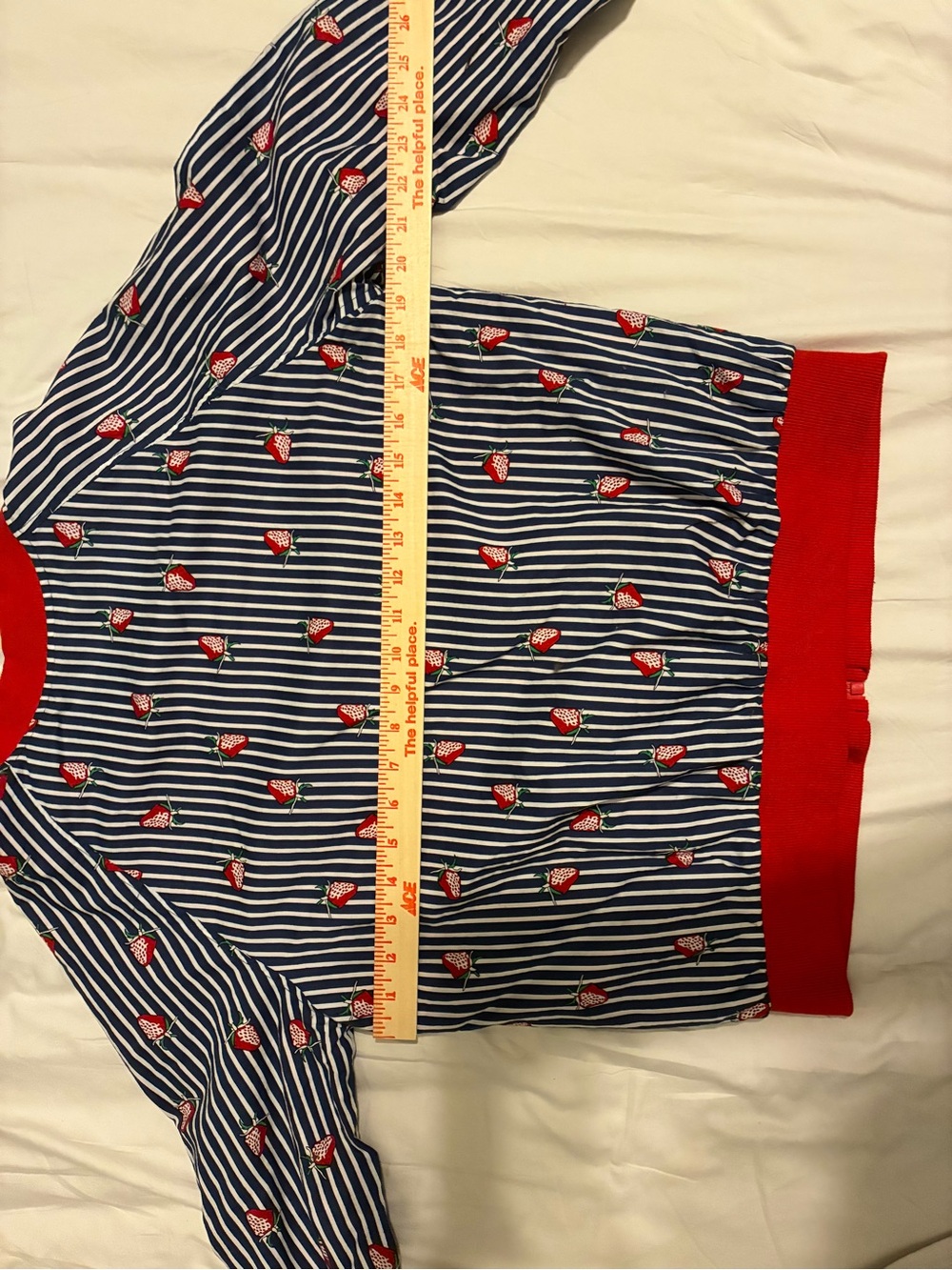 ModCloth Navy & Red Striped Bomber Jacket with Strawberry Print - Picture 4 of 6